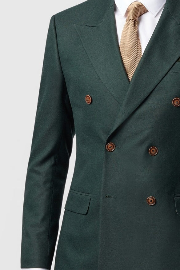 Dark Green Latest Peaked Lapel Double Breasted Men Suits