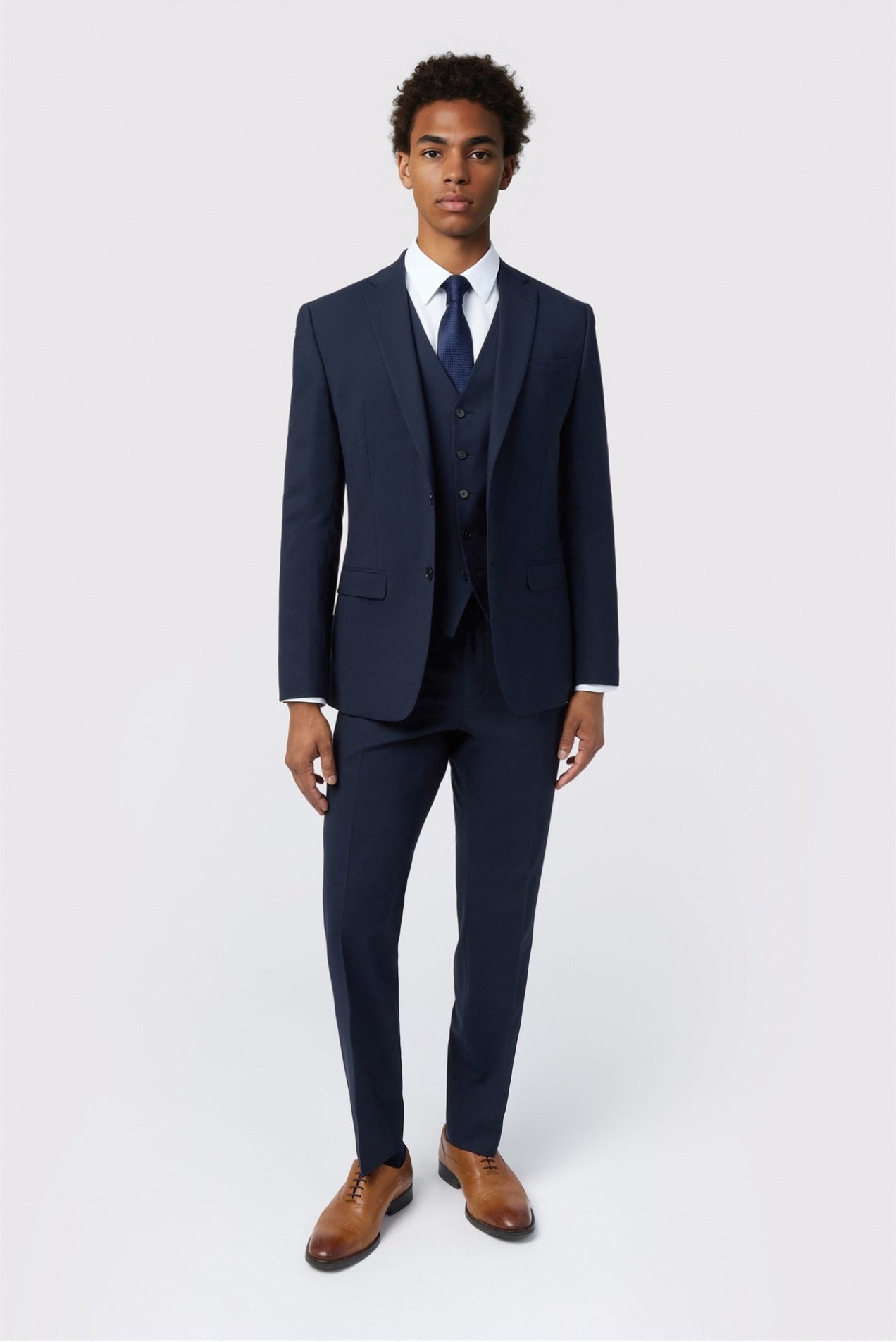 3 Pieces Navy Notched Lapel Bespoke Men Suits
