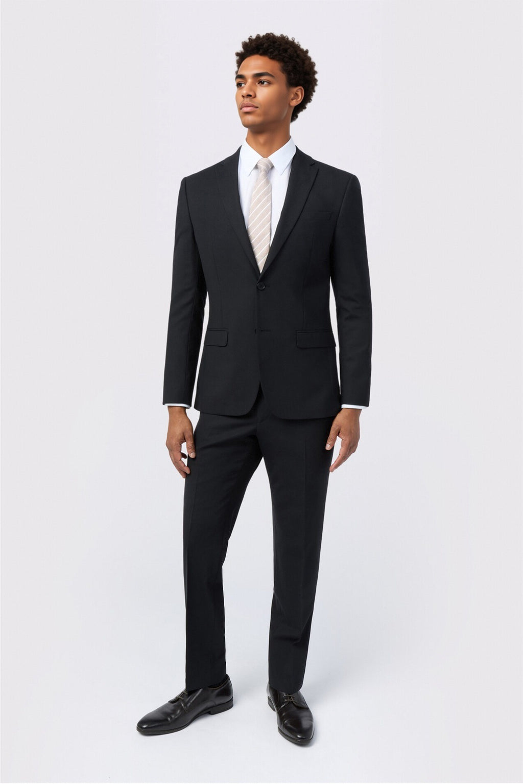Close Fitting Black 3 Pieces Notched Lapel Men Suits