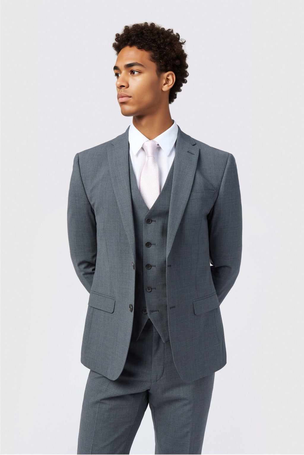 Gray Best Fitted Notched Lapel Men Suits With Waistcoat