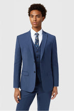 Trendy Blue Notched Lapel Men Suits With Waistcoat