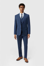 Trendy Blue Notched Lapel Men Suits With Waistcoat