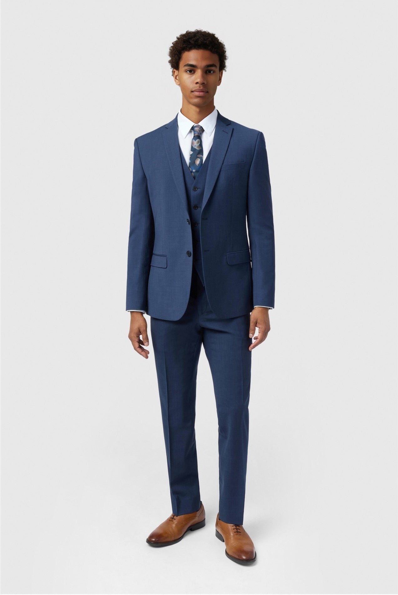 Trendy Blue Notched Lapel Men Suits With Waistcoat