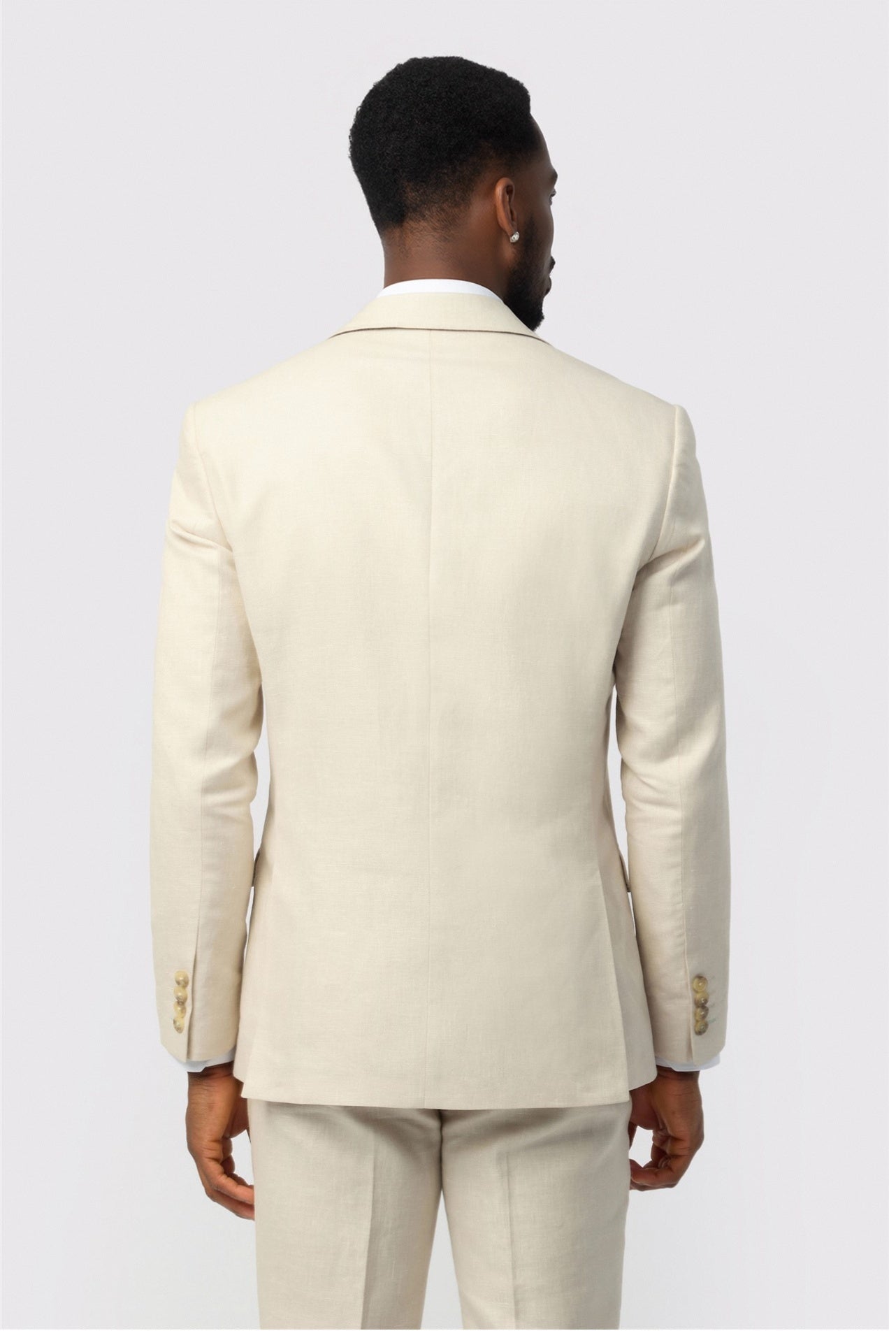 Latest Ecru 3 Pieces Notched Lapel Suits For Men