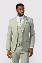 Light Sage Green 3 Pieces Notched Lapel Suits For Men
