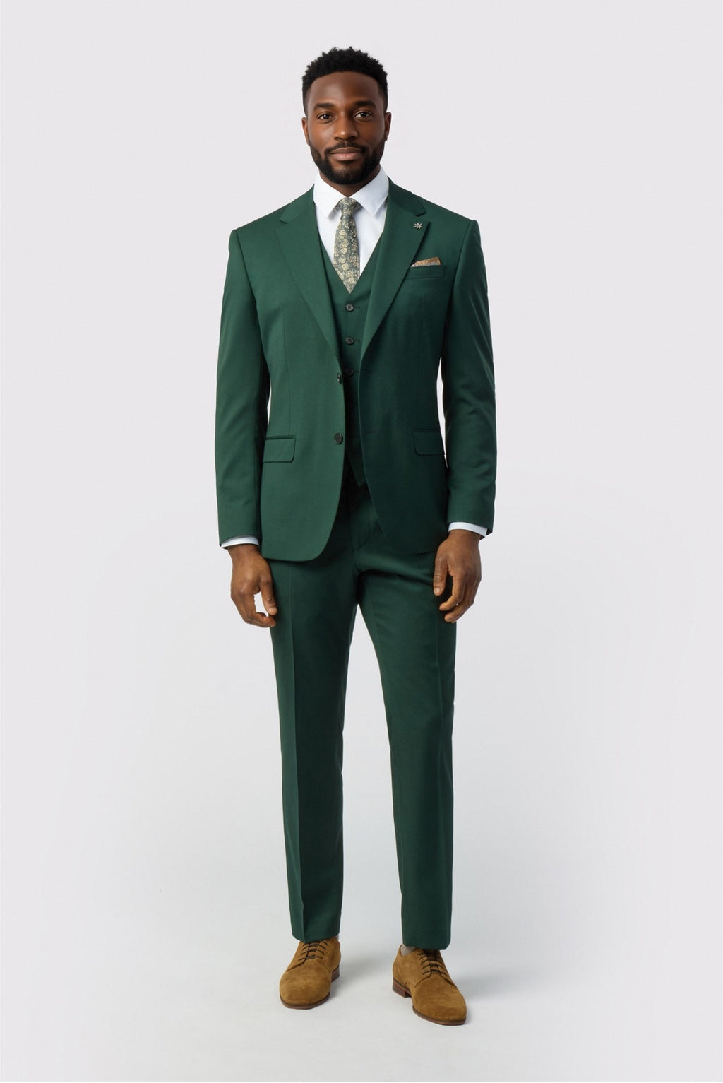 Charming Green 3 Pieces Notched Lapel Newest Suits For Men
