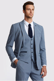 Chic Blue 3 Pieces Notched Lapel Checked Men Suits