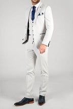New Arrival Gray 3 Pieces Notched Lapel Checked Men Suits