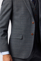 Fancy Charcoal 3 Pieces Notched Lapel Checked Men Suits
