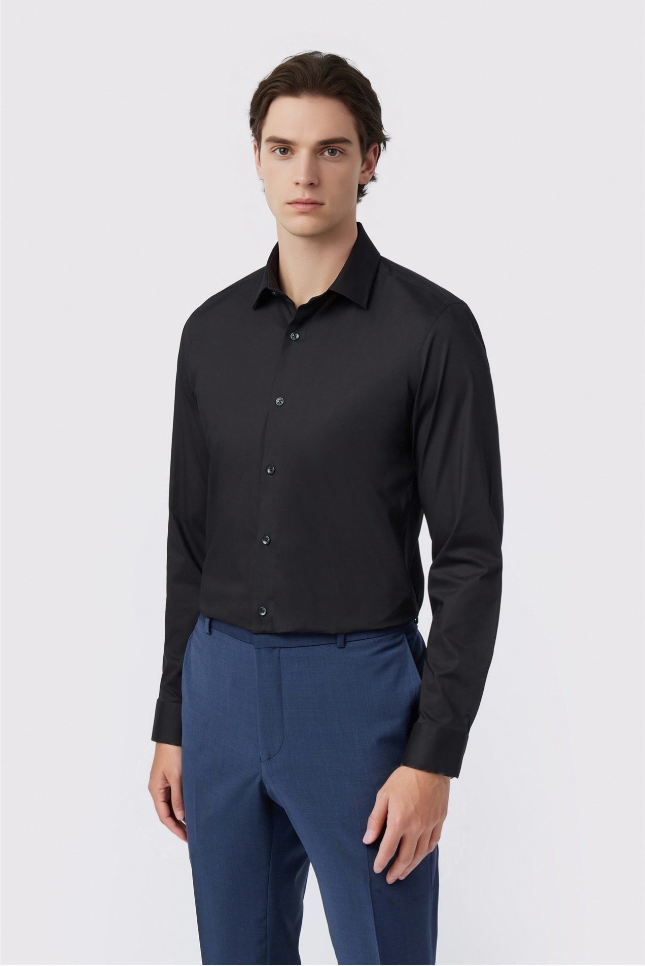 Formal Black Stretch Men Shirt
