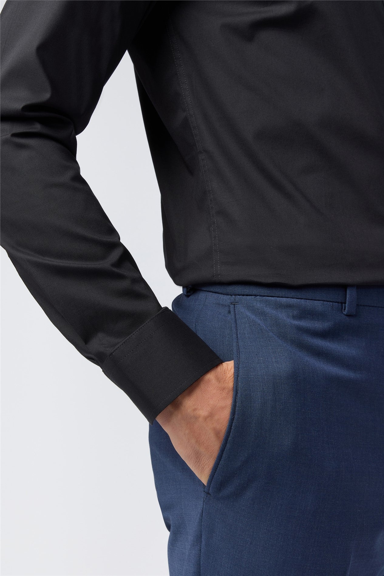 Formal Black Stretch Men Shirt