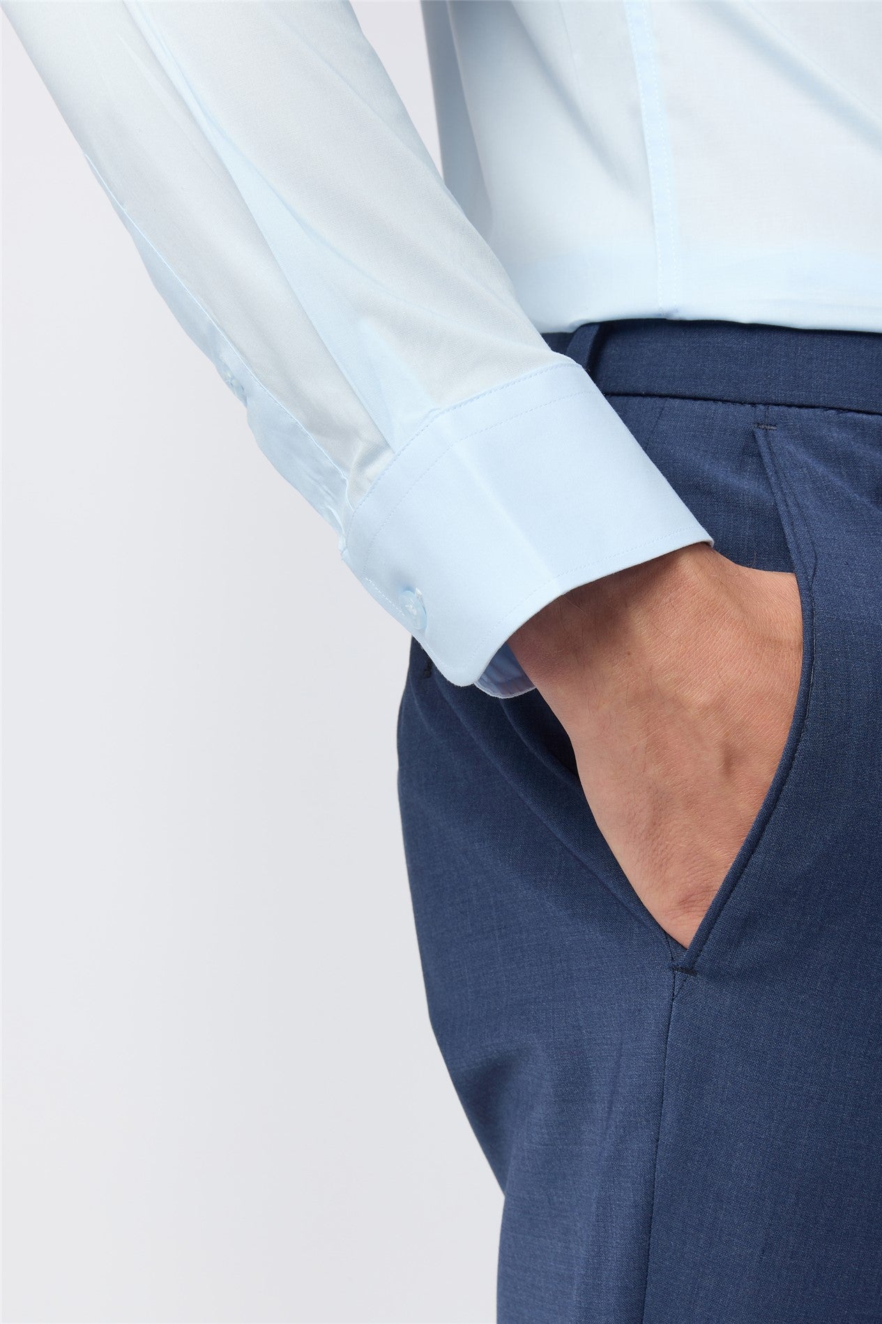 Classic Blue Stretch Men Shirt