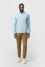 Textured Men's Blue Cotton Shirt