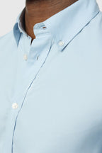 Textured Men's Blue Cotton Shirt
