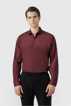Burgundy Textured Non-Iron Men Shirt
