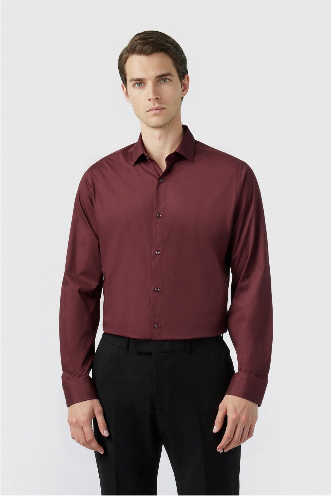 Burgundy Textured Non-Iron Men Shirt