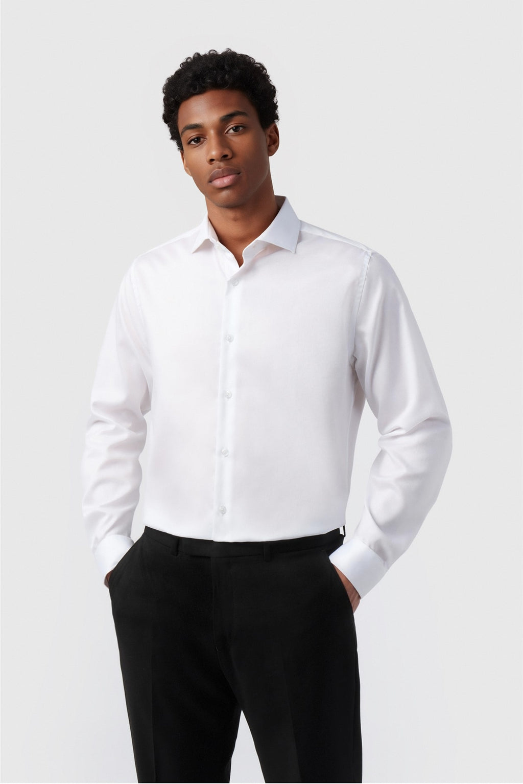 White Chic Textured Men Shirt