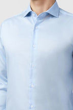 Chic Blue Non Iron Textured Shirt For Men