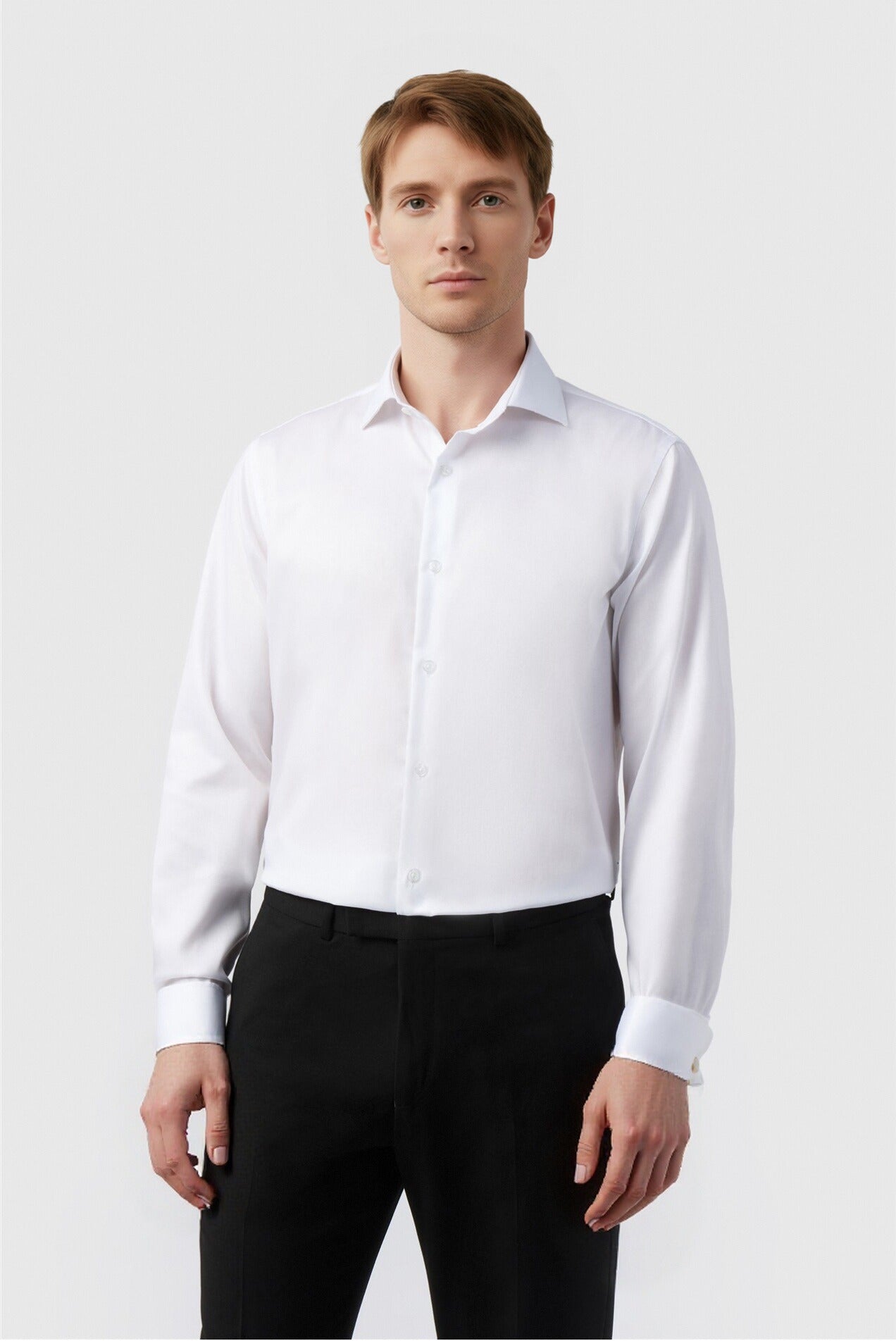 White Non Iron Stretch Shirt For Men
