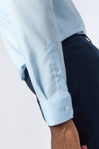 Blue Textured  Non-Iron Shirt For Men