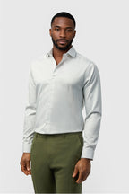 Chic Sage Green Striped Non-Iron Men's Shirt