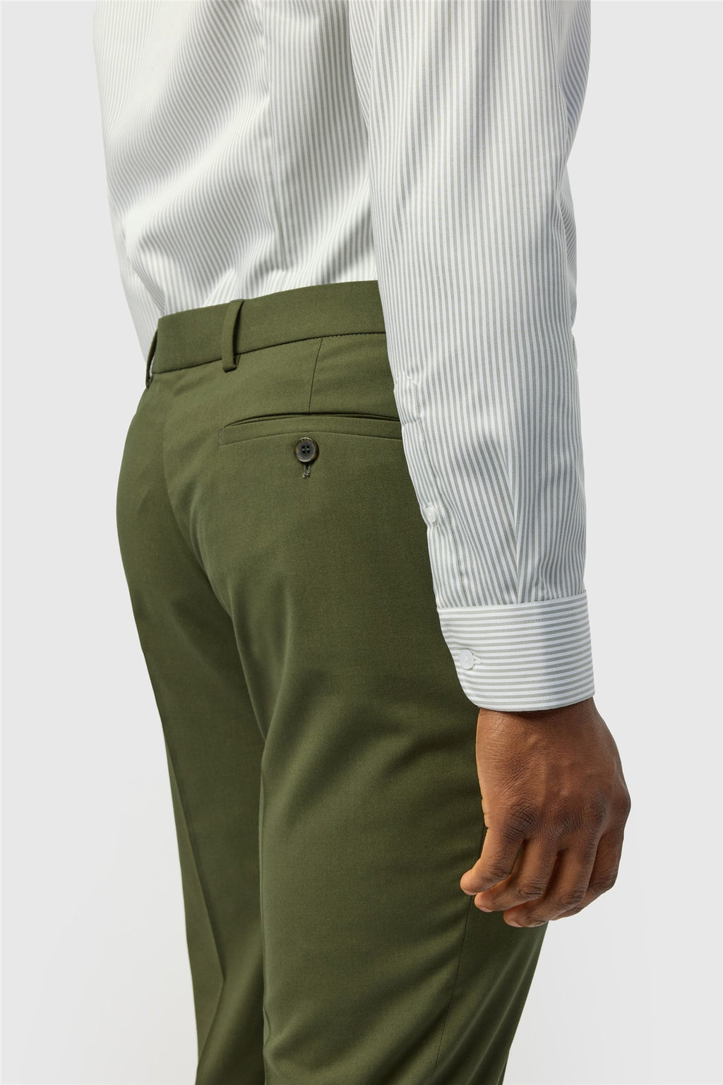 Chic Sage Green Striped Non-Iron Men's Shirt