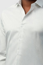 Chic Sage Green Striped Non-Iron Men's Shirt