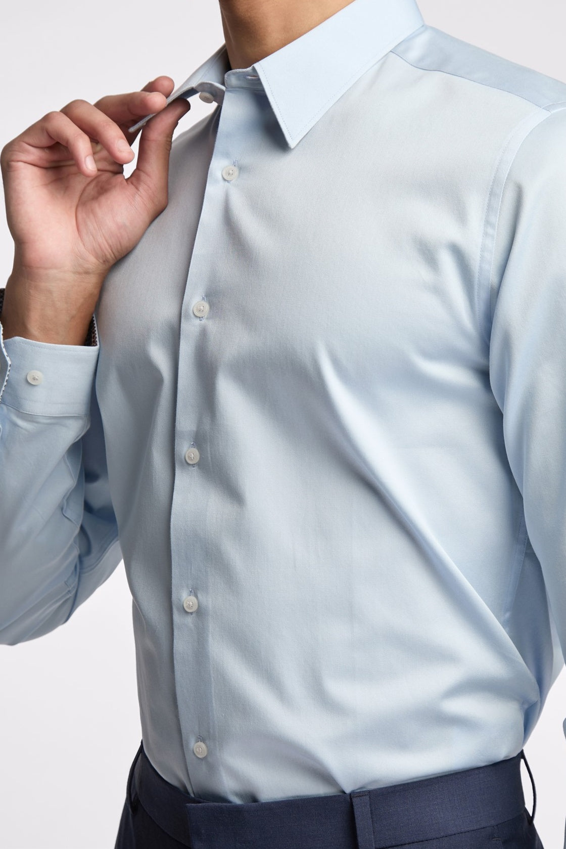 Textured Men Light Blue Sateen Shirt