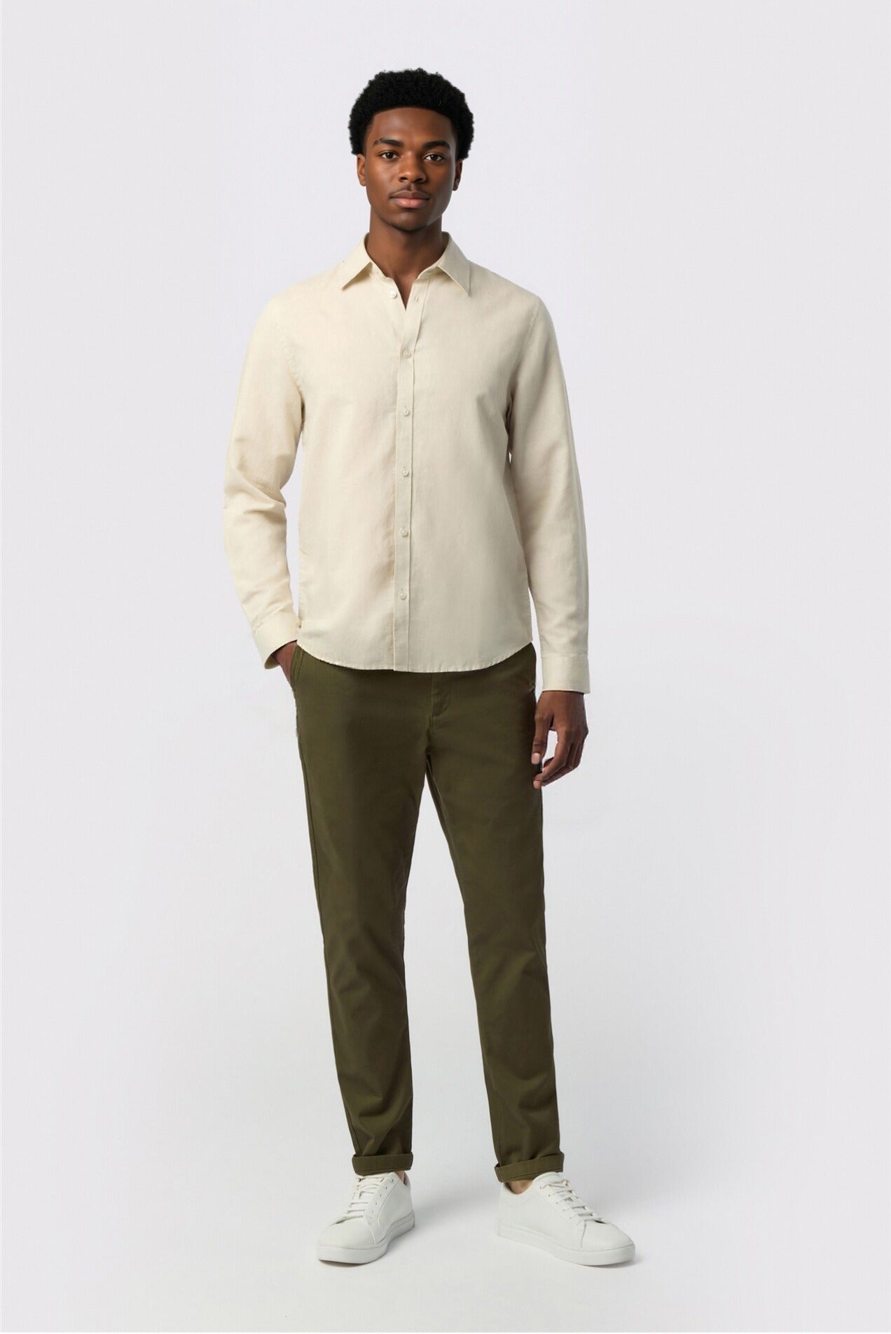 Unique Stone Linen Blend Men Shirt
