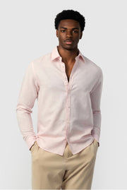 Fashion Pink Linen Blend Shirt For Men