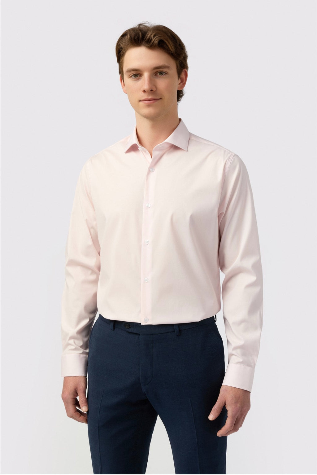 Trendy Non-Iron Stretch Light Pink Men Shirt