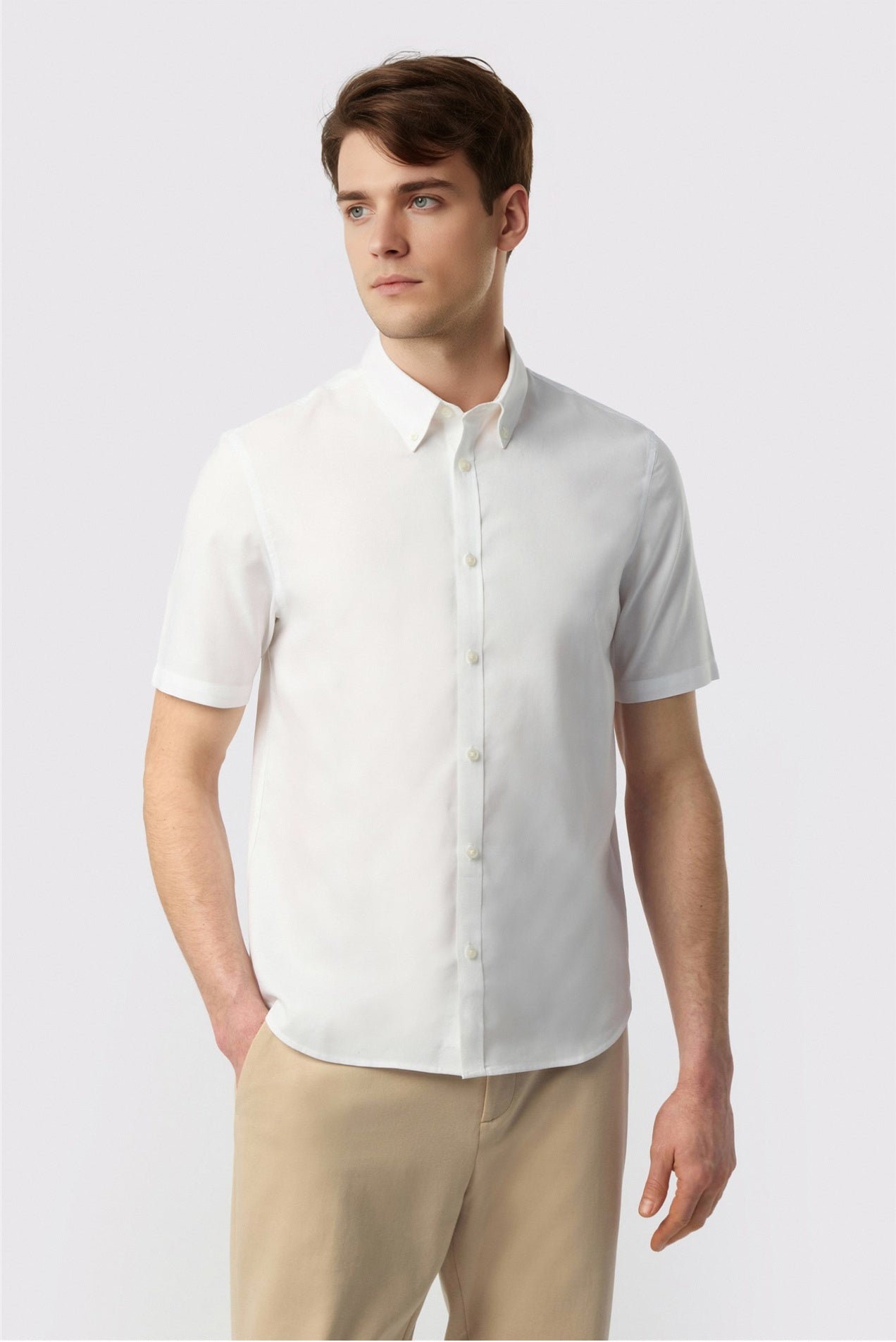 Best Fitted White Short Sleeve Men Shirt