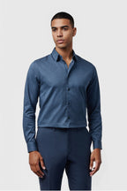 Navy Best Fitted Floral Jacquard Men's Shirt