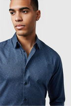 Navy Best Fitted Floral Jacquard Men's Shirt
