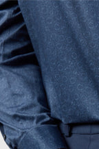 Navy Best Fitted Floral Jacquard Men's Shirt