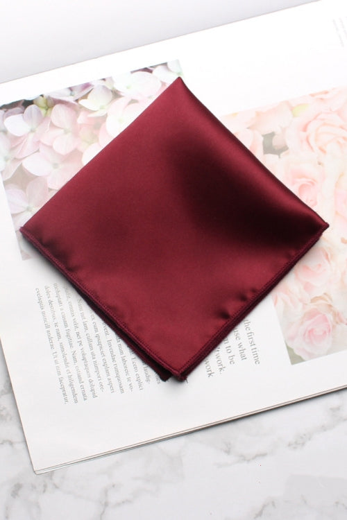 Solid Burgundy Satin Men's Pocket Square