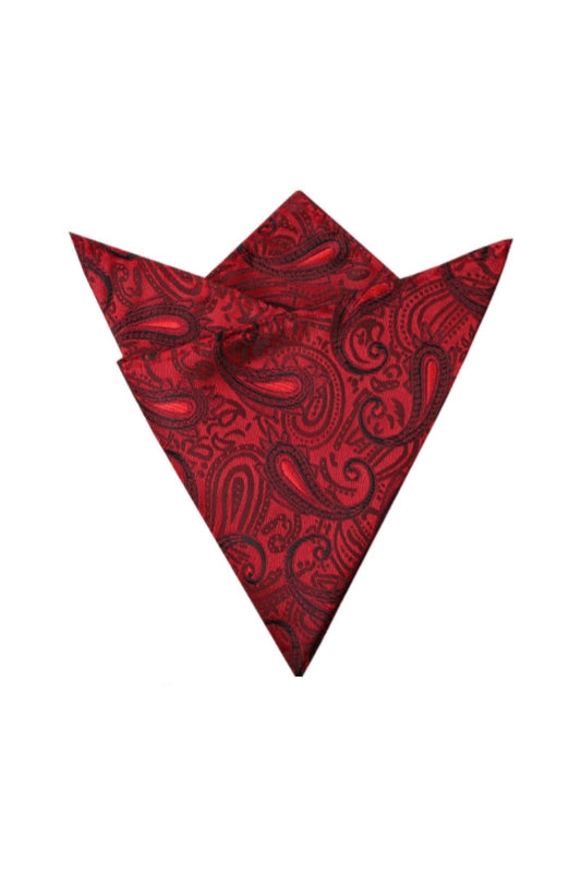 Red Black Paisley Jacquard Men's Pocket Square