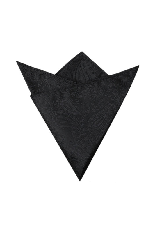Black Vintage Paisley Jacquard Men's Pocket Square
