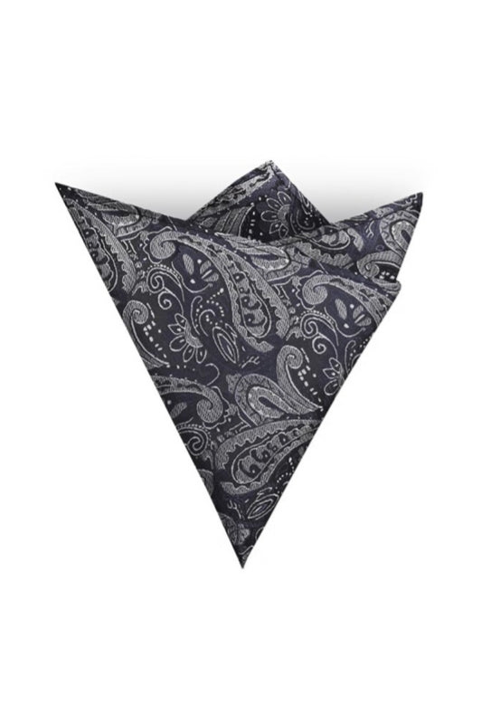 Dark Gray Paisley Jacquard Men's Pocket Square