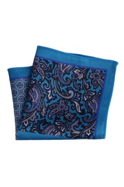 Blue Border Paisley Double-Sided Men's Pocket Square
