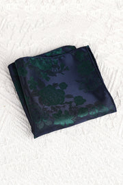 Dark Green Rose Jacquard Satin Men's Pocket Square