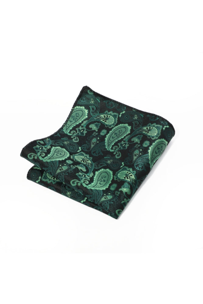 Emerald Green Paisley Jacquard Men's Pocket Square