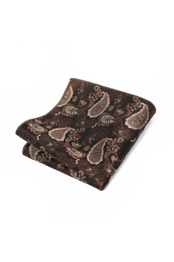 Coffee Paisley Jacquard Men's Pocket Square