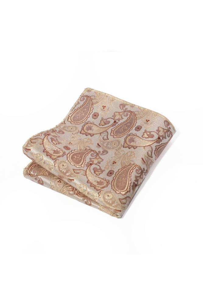 Champagne Base Paisley Jacquard Men's Pocket Square
