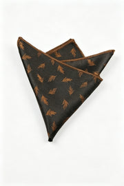 Charcoal Base Bronze Feather Jacquard Men's Pocket Square