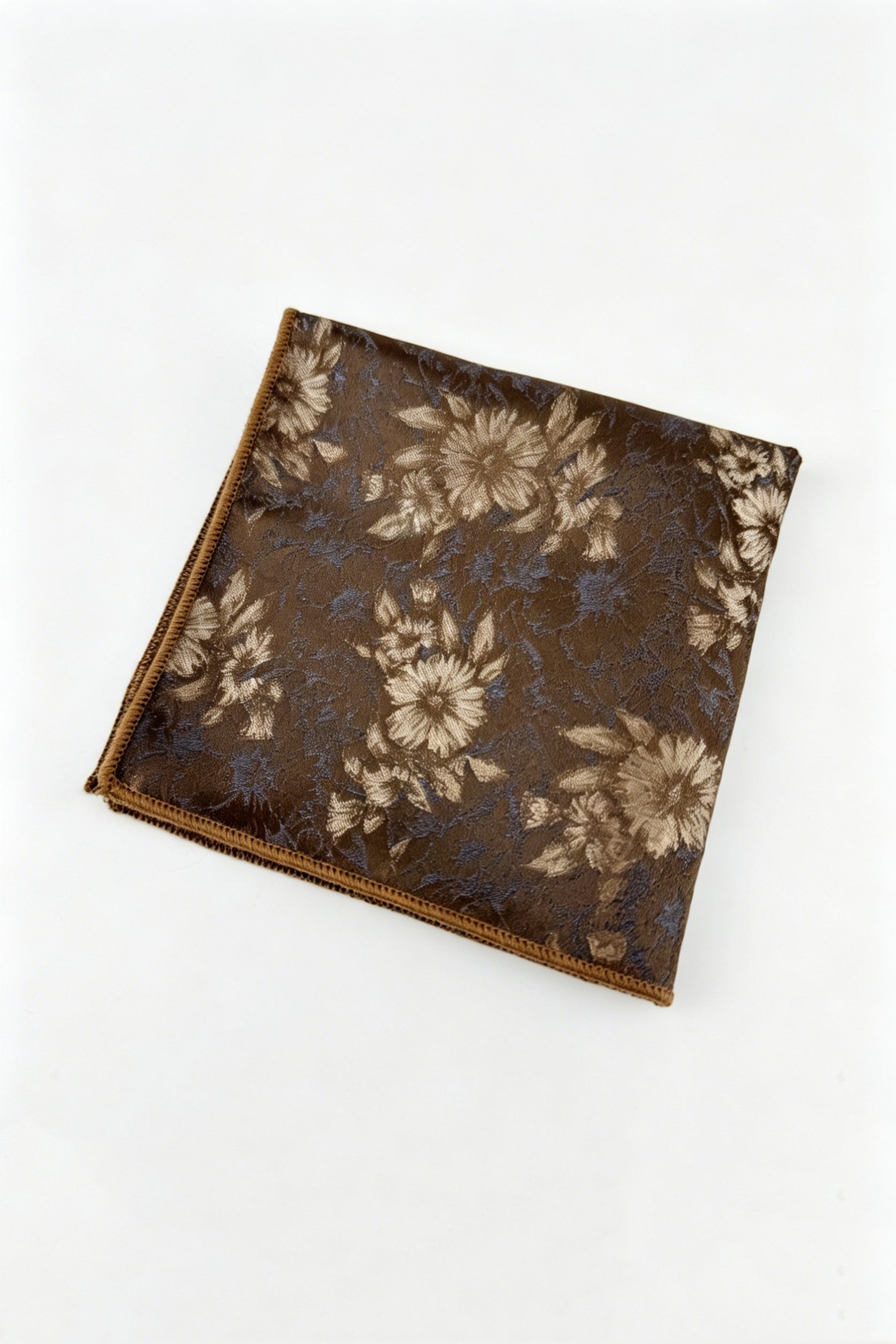 Vintage Brown Floral Jacquard Men's Pocket Square