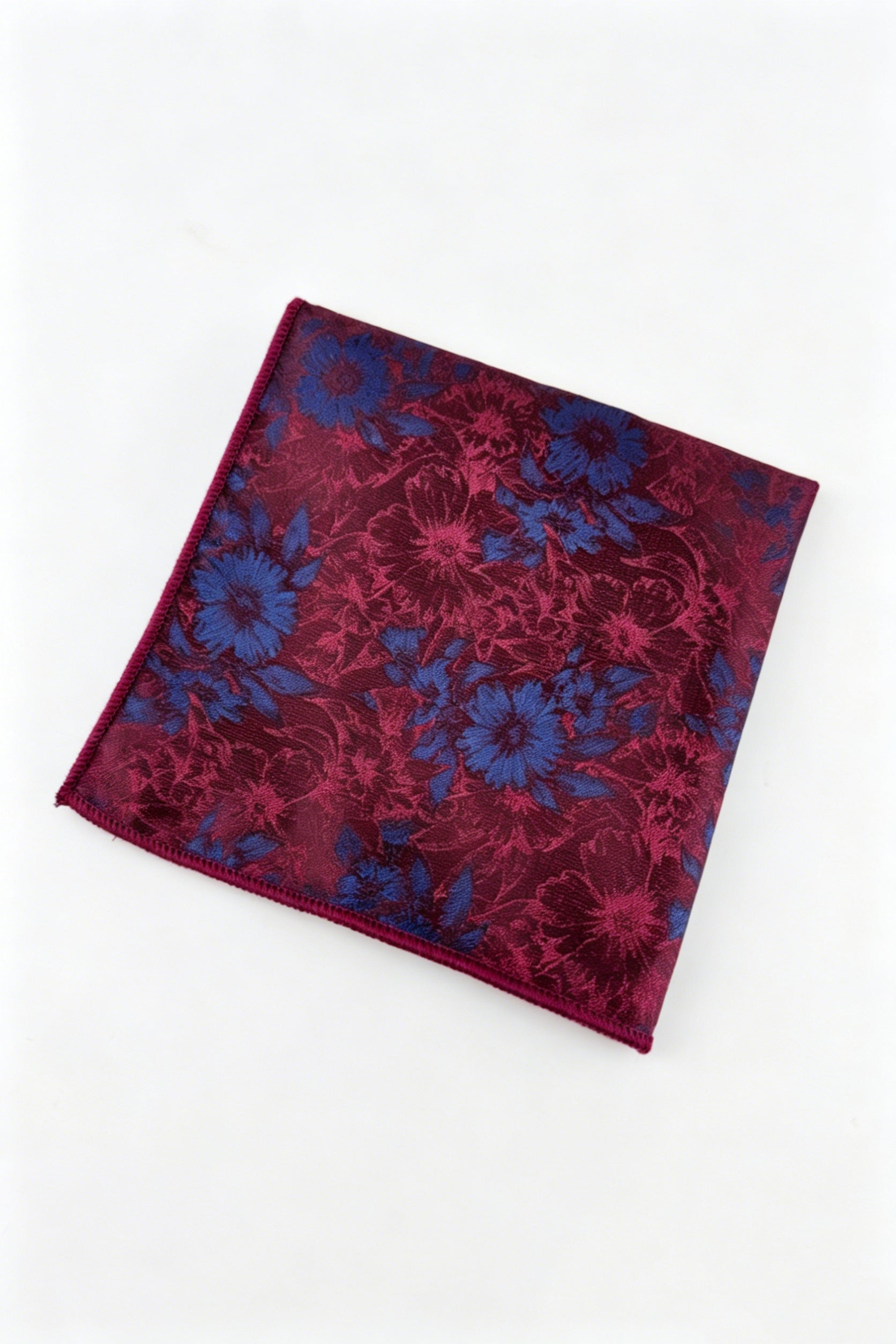 Vintage Burgundy Floral Jacquard Men's Pocket Square