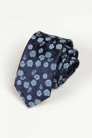 Navy Blue Floral Jacquard Men's Tie