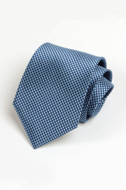 Navy Blue Houndstooth Jacquard Tie