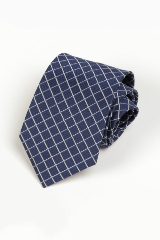 Stylish Dark Blue Plaid Men's Tie